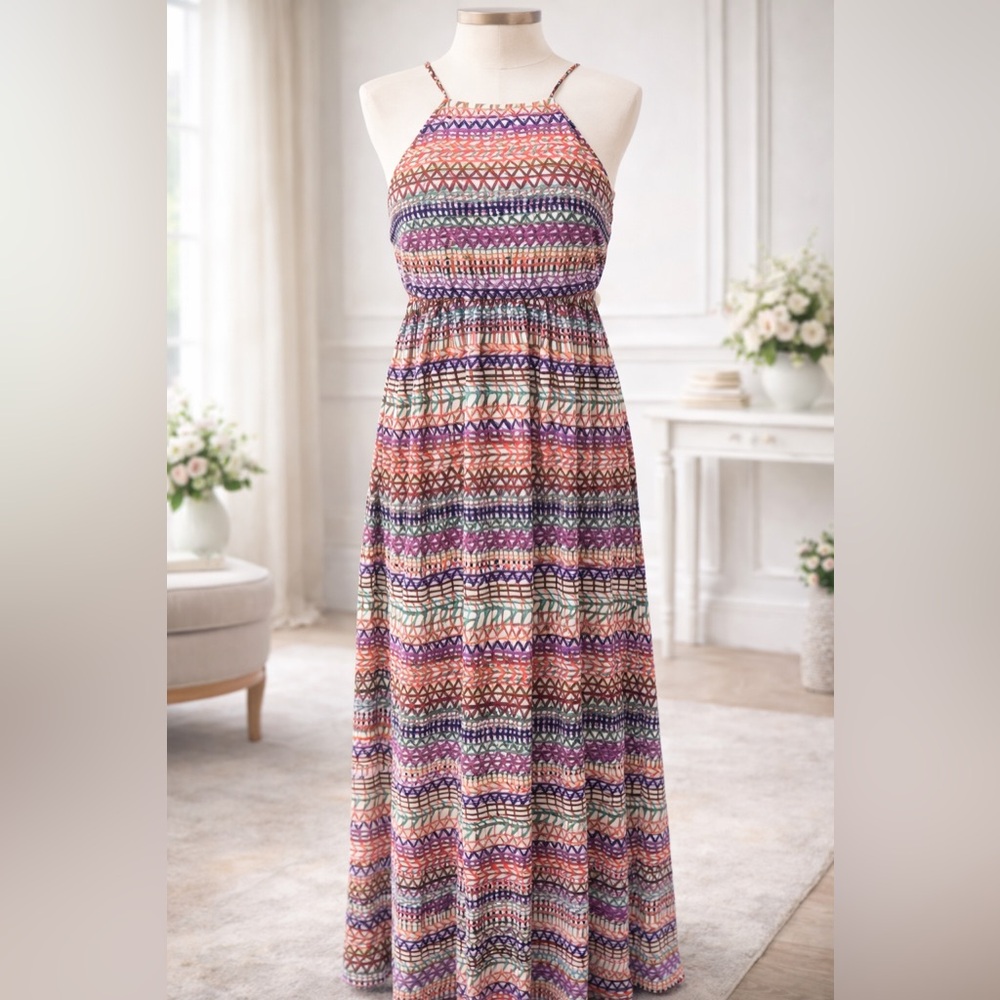 CECE by Cynthia Steffe Abstract Print Maxi Dress